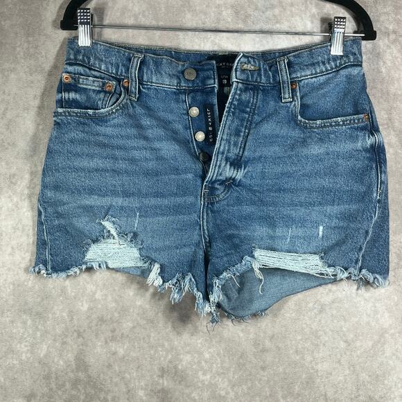 Lucky Brand Pants - Lucky‎ Brand Mom High Rise Shorts Womens 6/28 Blue Denim Cut Off Button Fly 2"